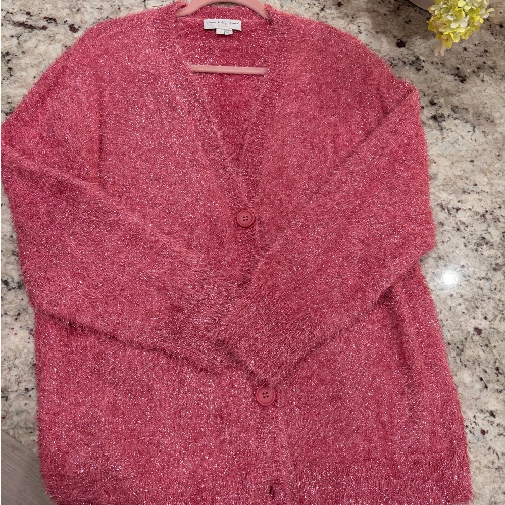 Never Fully Dressed Pink Fuzzy Cardigan